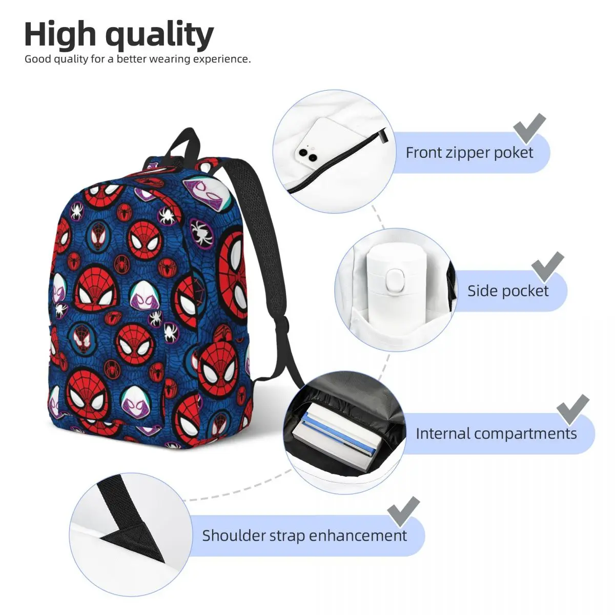 Spiderman Spiderverse Superhero Backpack for Men Women Casual Student Work Daypack College Shoulder Bag Sports