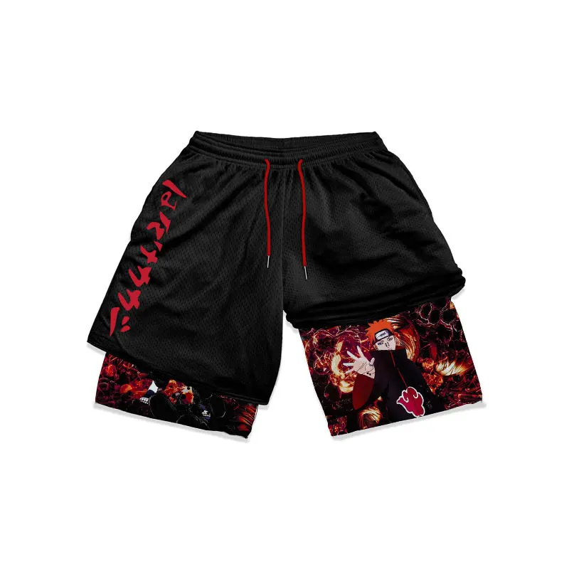 Naruto Anime Shorts Men Gym Short Pants Itachi Pain Manga Print Summer Workout Fitness Running Performance Sports Shorts Gifts