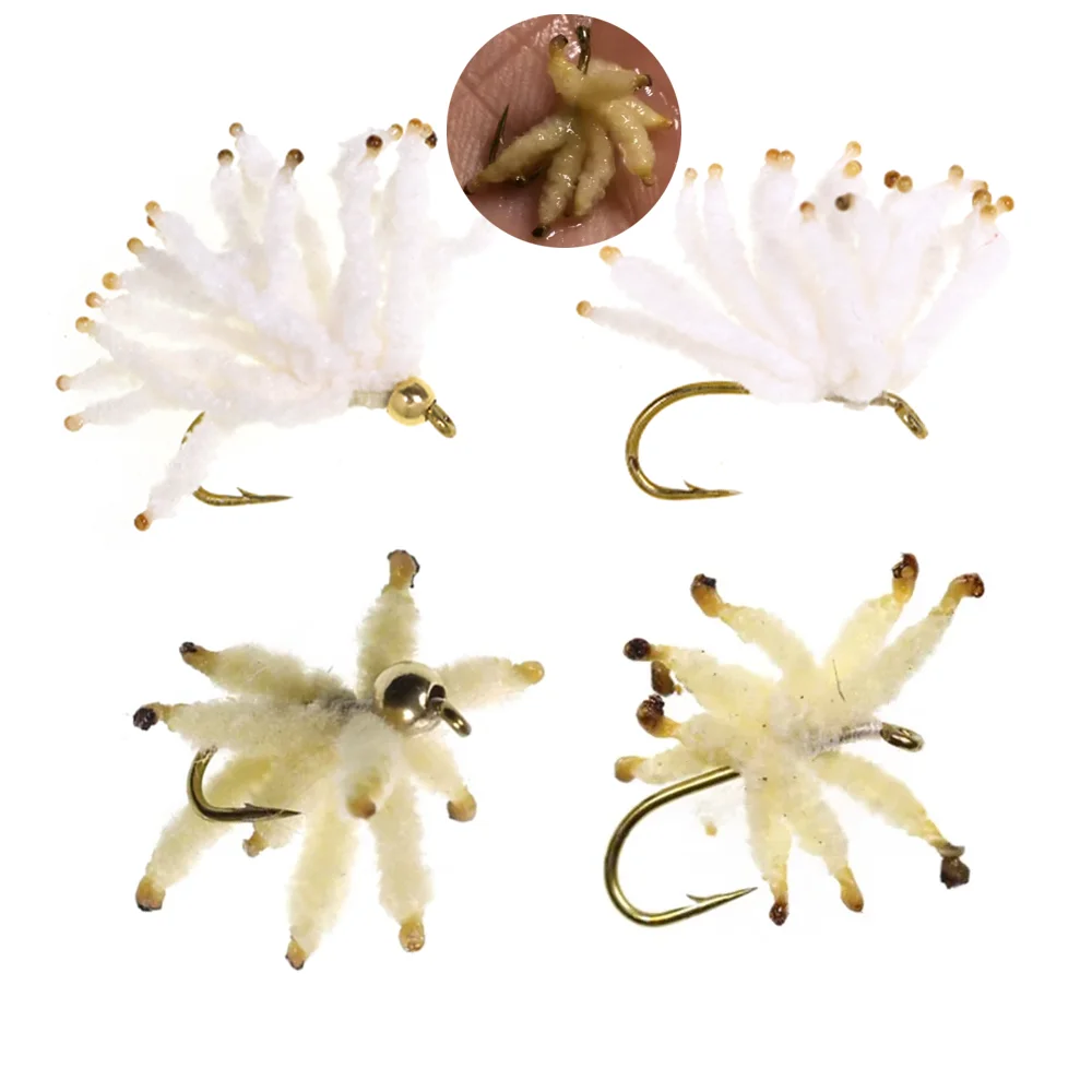6 pièces # 10 # 12 # 14 # 16 # 18 # 20 Ultra Maggots Nymph Maggots Cluster Fly Artificial Worm Carp Trout Perch Grayling Fishing Lure Bait