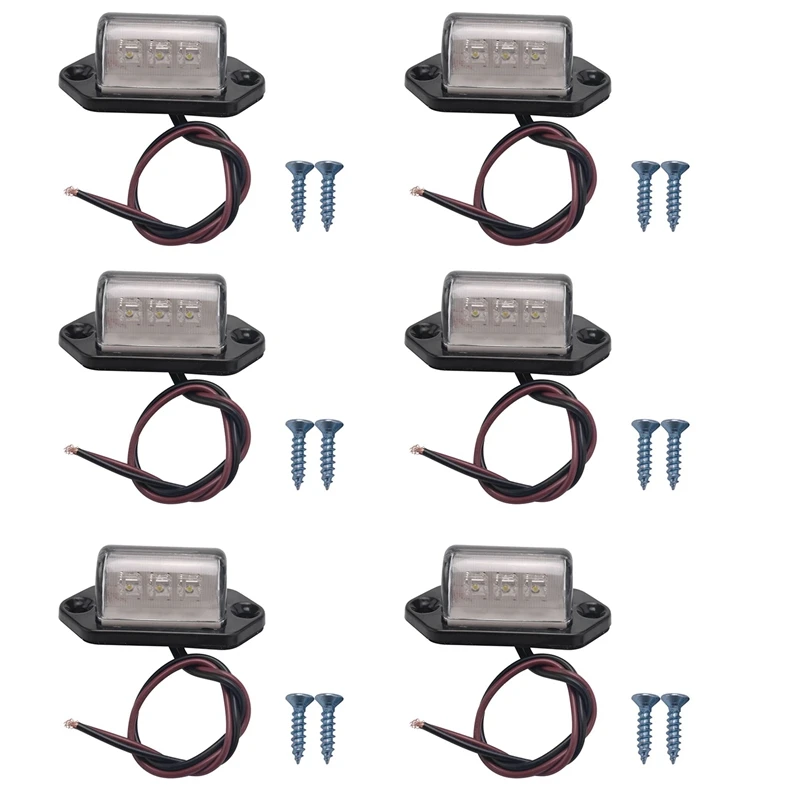 6X 12/24V 3 LED LICENSE PLATE TAG LIGHT BOAT RV TRUCK TRAILER INTERIOR STEP LAMP