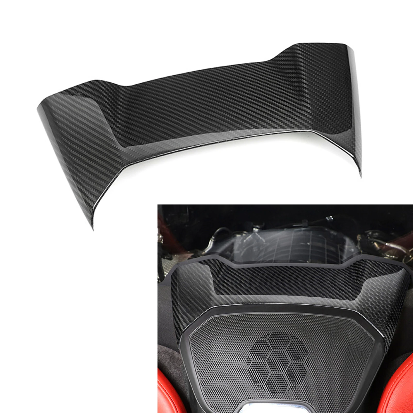 Carbon Fiber Rear Seat Horn Hood Panel Cap Waterfall Speaker Upper Trim Cover For Corvette C8 Coupe 2020 2021 2022 2023 2024