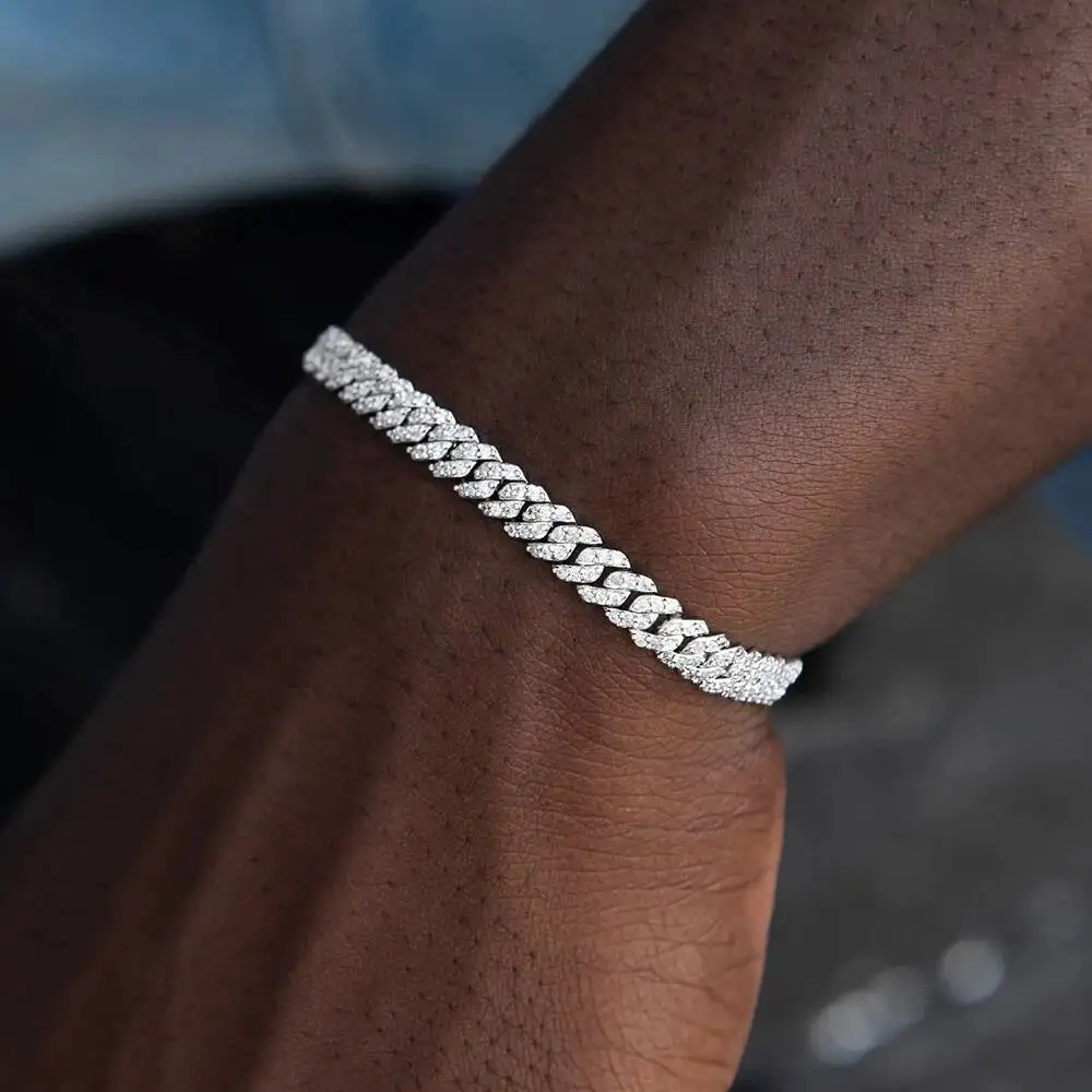 ICEBLING 6MM Moissanite 925 Silver Cuban Chain Iced Out VVS Choker Necklace for Women Girl Birthday Gift