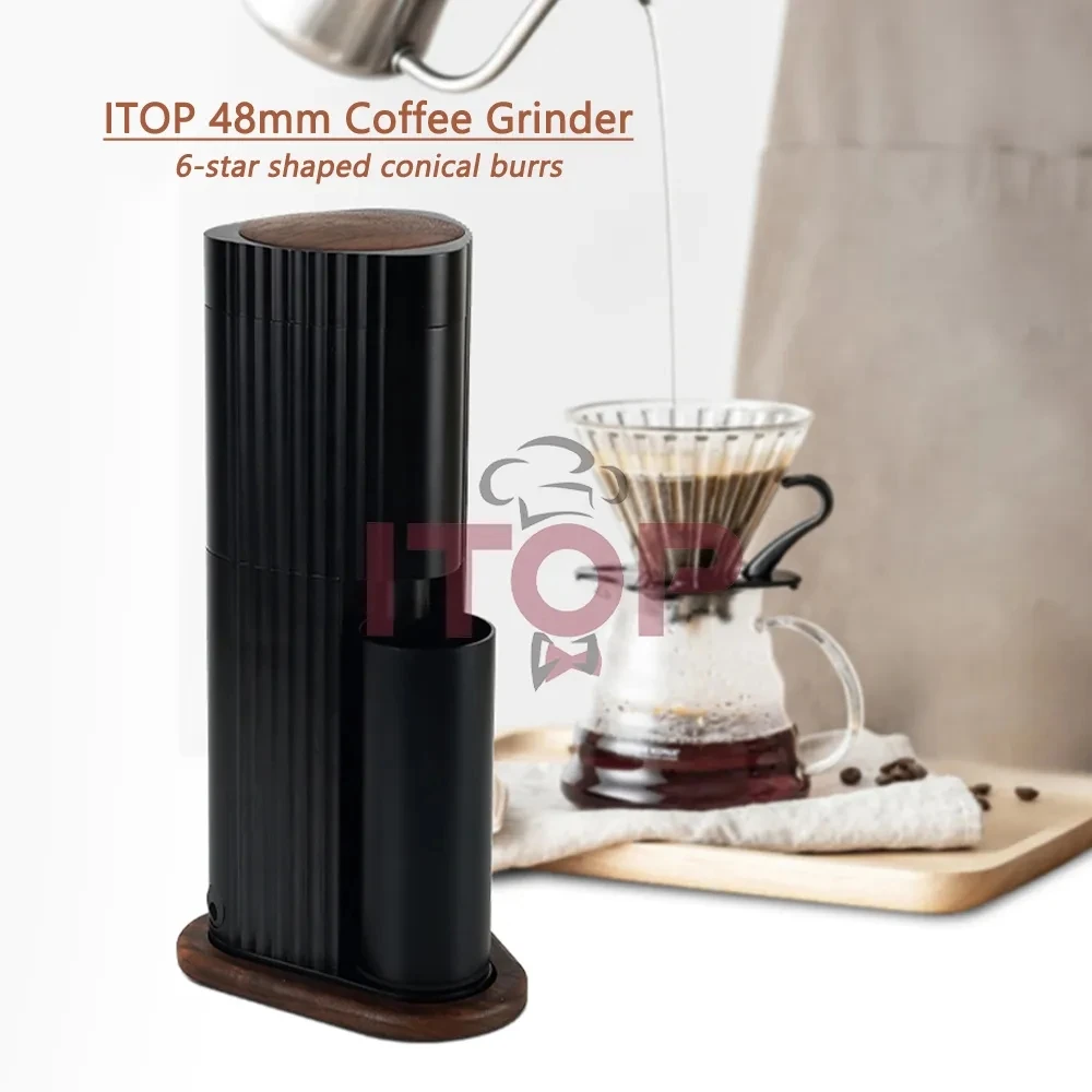 ITOP Hexa-48mm Coffee Grinder Conical Burrs 420 Stainless Steel Burrs Aluminum Alloy Housing Magnetic Cover&Cup Family Cafe Tool