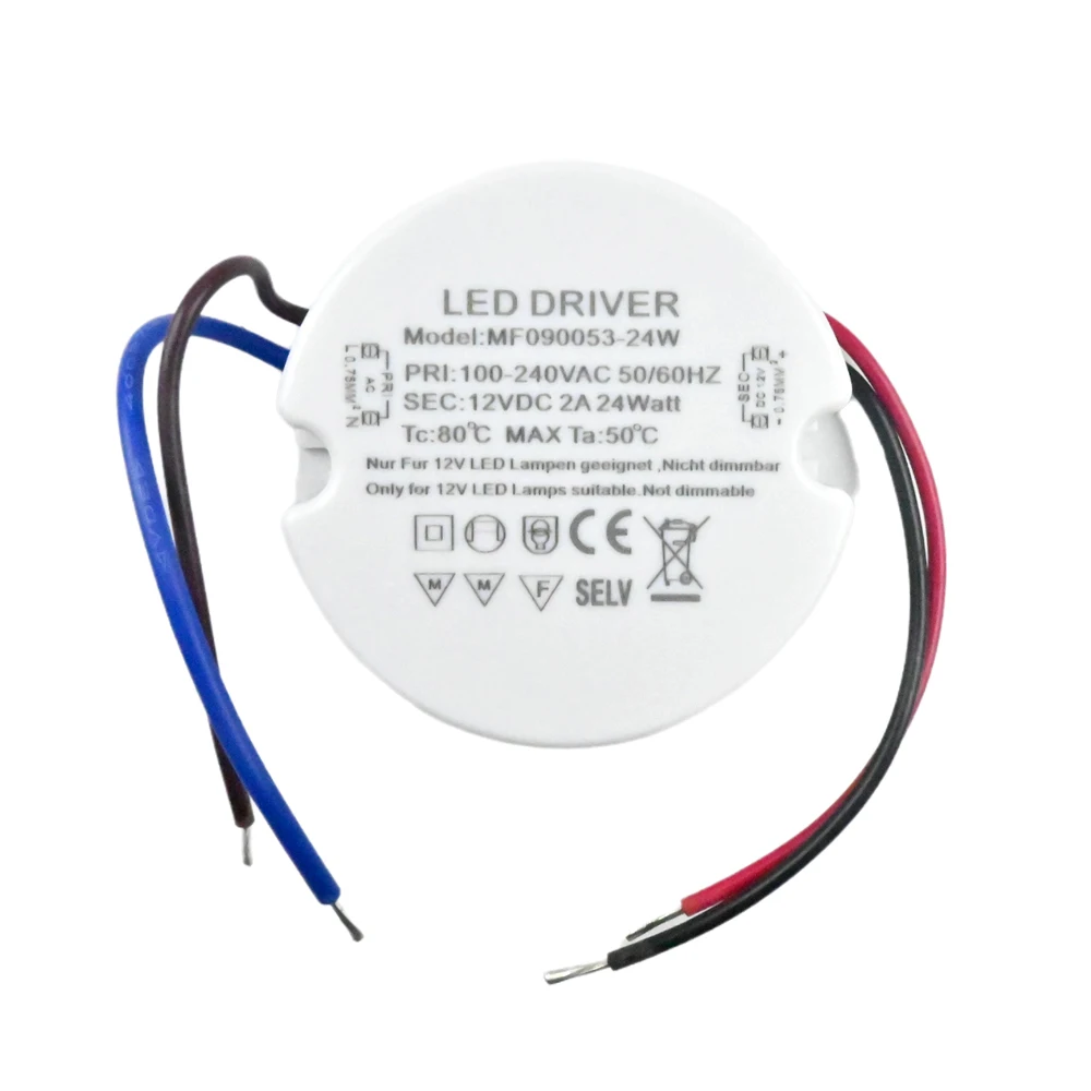 24W 30W 36W Okrągły sterownik LED Ultra cienki zasilacz LED Okrągły transformator LED AC 110V 220V 230V do DC 12V 24V do lamp LED