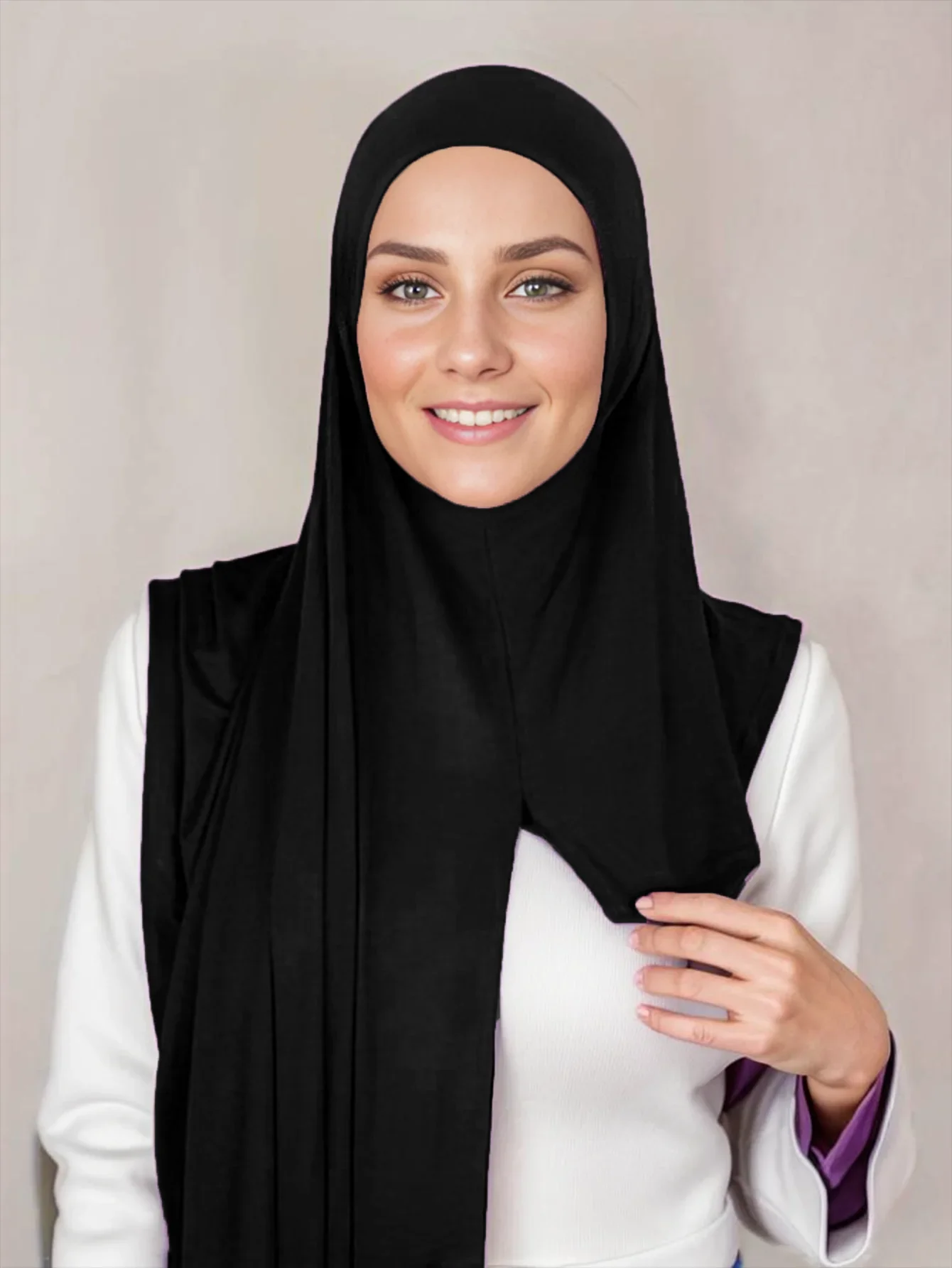 

Newest Soft Cotton Jersey Hijab Double Loop Instant Hijab Muslim Headwrap Islamic Headscarf Headwrap Turban Tube