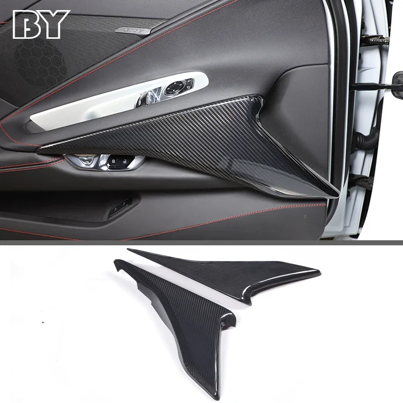 For Chevrolet Corvette C8 Stringray Z51 Z06 2020-2022 Car Interior Door Panel Decorative Stickers Real Carbon Fiber Accessories