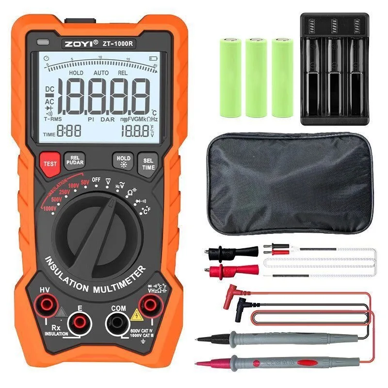 ZOYI Insulation Resistance Meter ZT-1000R High-Precision Digital Megohmmeter 1000V Electronic Shaker digital Meter Multimeter