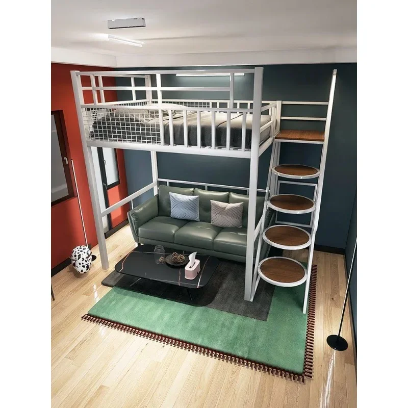 Tiresh wrought iron elevated bed linen upper floor bed lower table space saving duplex apartment LOFT pavilion bed modern