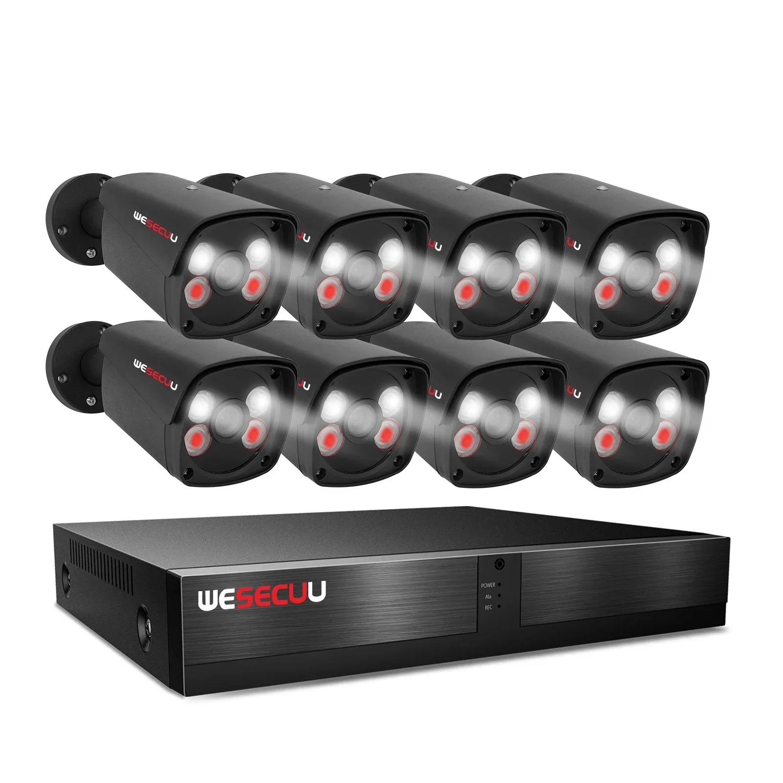 WESECUU 8CH 4MP 5MP 4K 8MP POE IP Camera CCTV Kits Built in Audio IP66 Waterproof Bullet Cameras Cctv System Camera