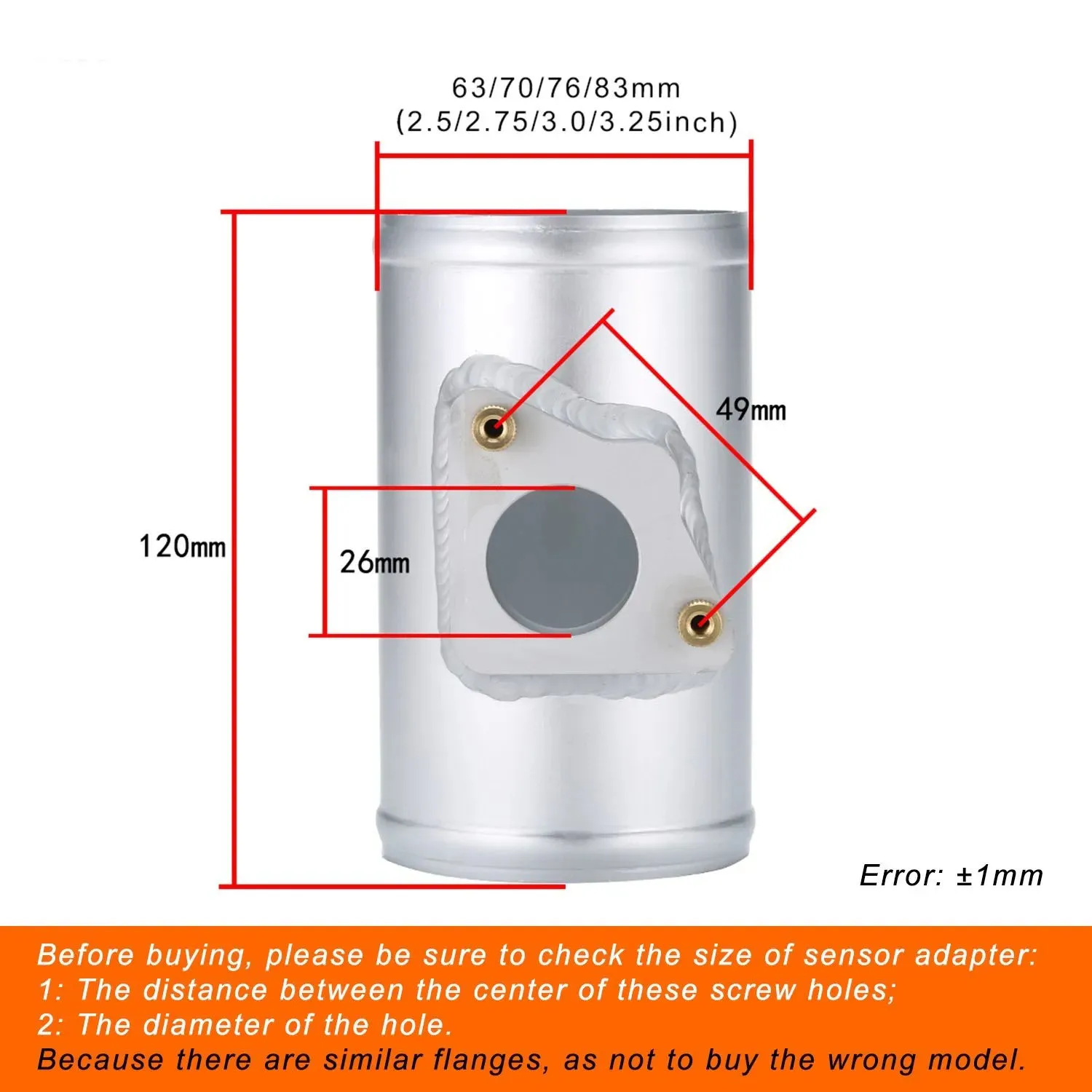Mass Air Flow Sensor Adapter MAF Meter Mount Fit For Honda ACCORD Toyota CHR Mazda Subaru 63 70 76 83mm