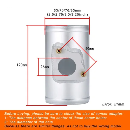 Imagen 2 del producto Adaptador de Sensor de flujo de aire masivo, montaje de medidor MAF apto para Honda ACCORD Toyota CHR Mazda Subaru 63 70 76 83mm
