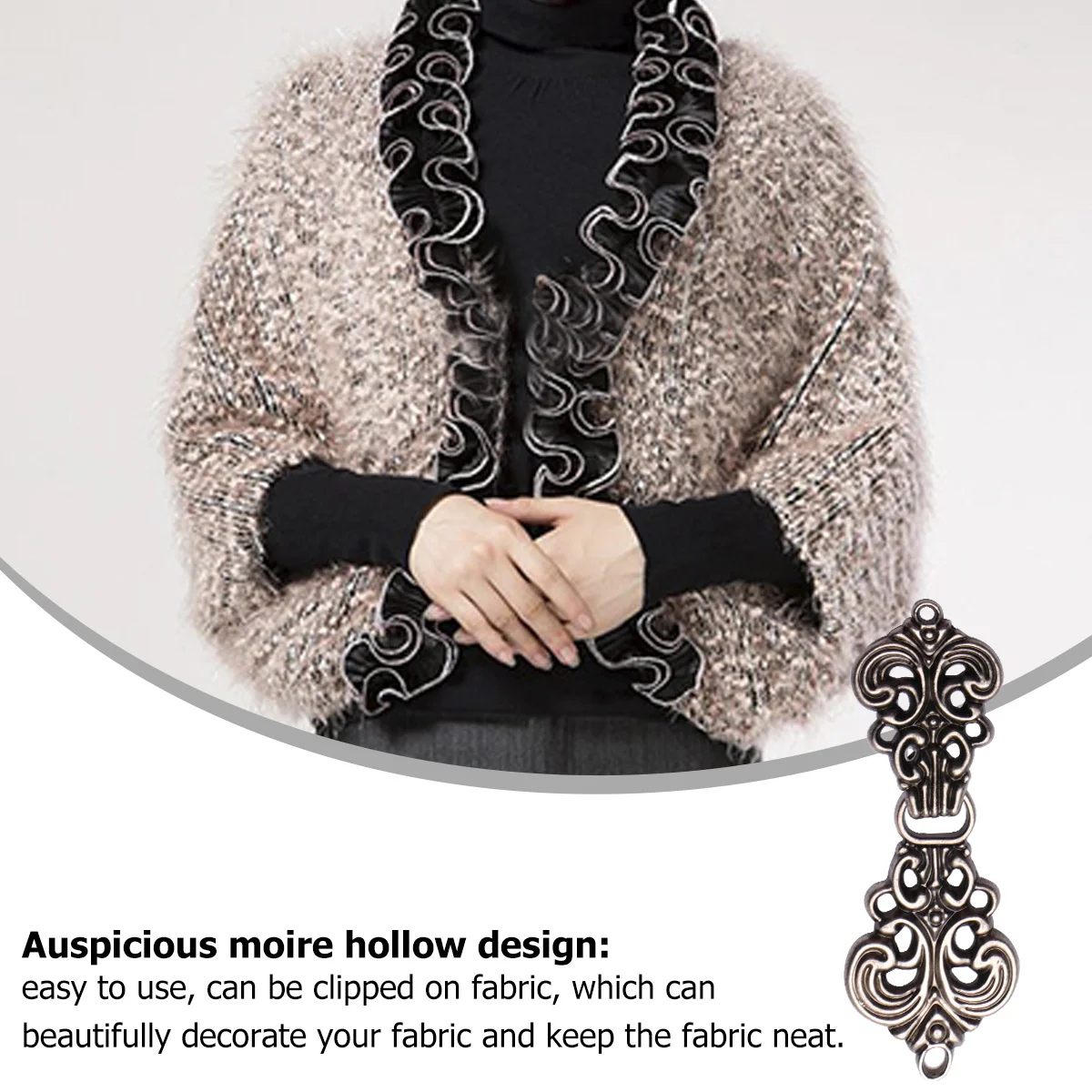 

10Pairs Auspicious Hollow Alloy Clothing Buckles Retro Sweater Clips Cardigan Shawl Connection Collar Buckle Accessories