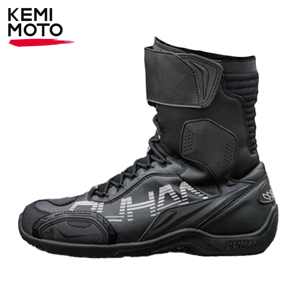 

Motorcycle Leather Short Boots Couple Shoes Men Women Motocross Off-road Riding Racing Protective Breathable Anti-slip Soft Sole