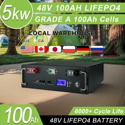 Nuova batteria 48V 100ah LifePO4 BMS integrato 5kWh Protocollo di comunicazione CAN/RS485 Batteria agli ioni di litio 48V 200ah 300ah 10kwh 15kwh