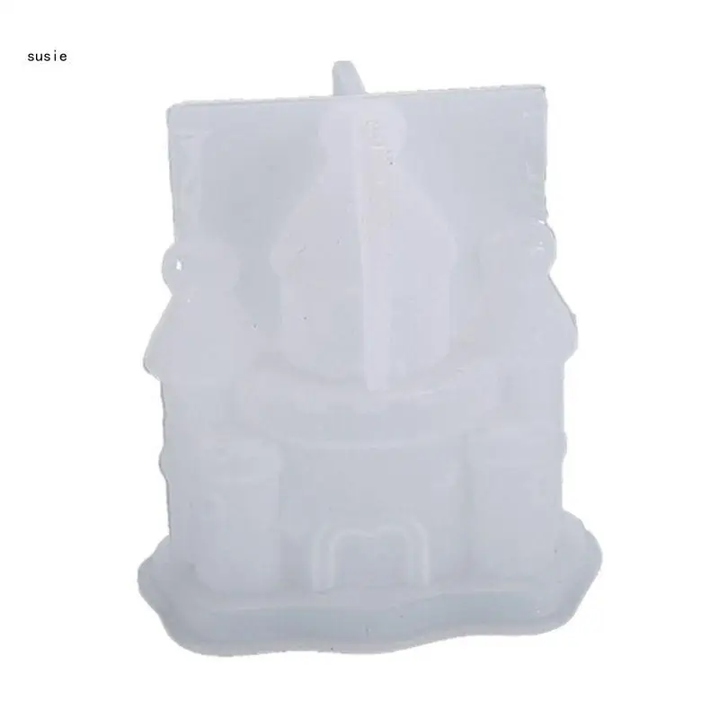 

X7YA Handmade Castle House Fantasy Decoration Mold DIY Aroma Plaster Silicone Mold