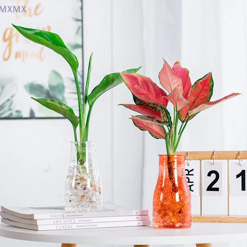 Mini Hydroponic Flower Pot Home Vase Decoration Transparent Imitation Glass Soilless Pot Home Decoration