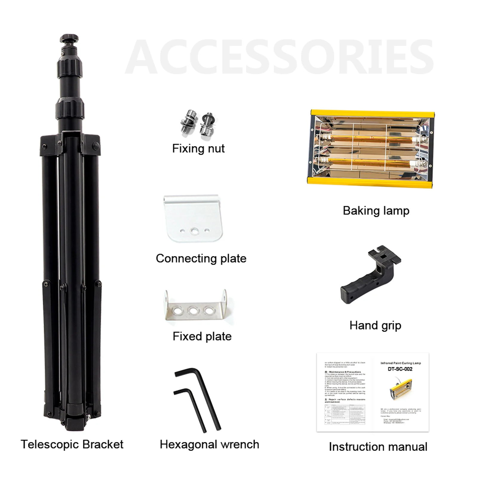 Datouboss Krótkofalowa lampa do pieczenia farby na podczerwień z regulowanym statywem | ZJ-SC-002 Zastosowanie do suszenia lakieru do napraw karoserii samochodów 2000W