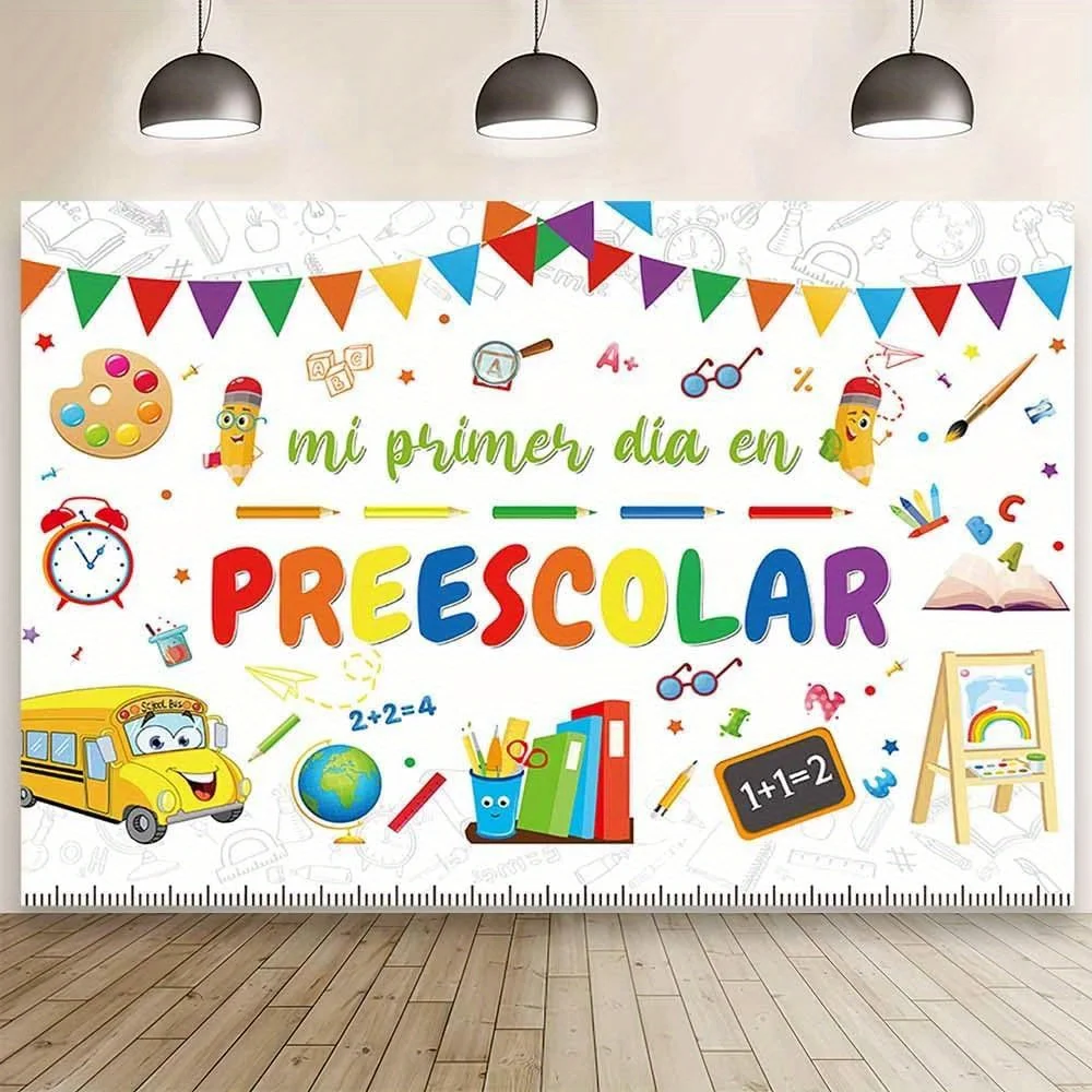 Mein Kindergarten-Fotohintergrund für den ersten Tag, Klassenzimmerdekoration für den ersten Schultag, Banner für Schülerklassen