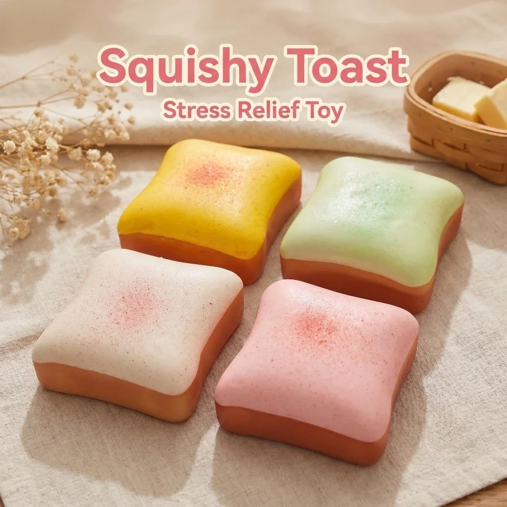 2K-Simulation Butter Toast Bread Squishy Toys for Stress Relief Soft Slow-Rise Anti-Anxiety Sensory Fidget Toys for Adults ADHD