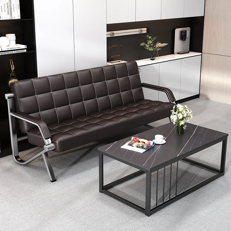 Office sofa simple business modern wrought iron business office reception three people middle coffee table combination