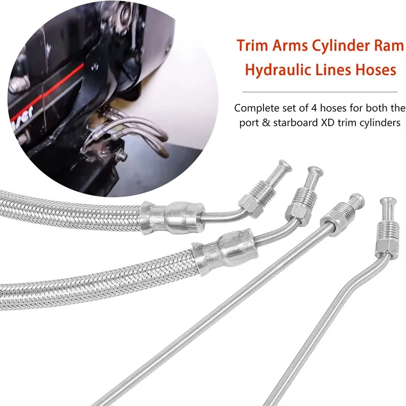 Trim Tilt Hydraulic Ram Cylinder Hose Kit Fit for Mercruiser Alpha I Gen II & Alpha I Gen I with Trim Cylinder 16-3/16