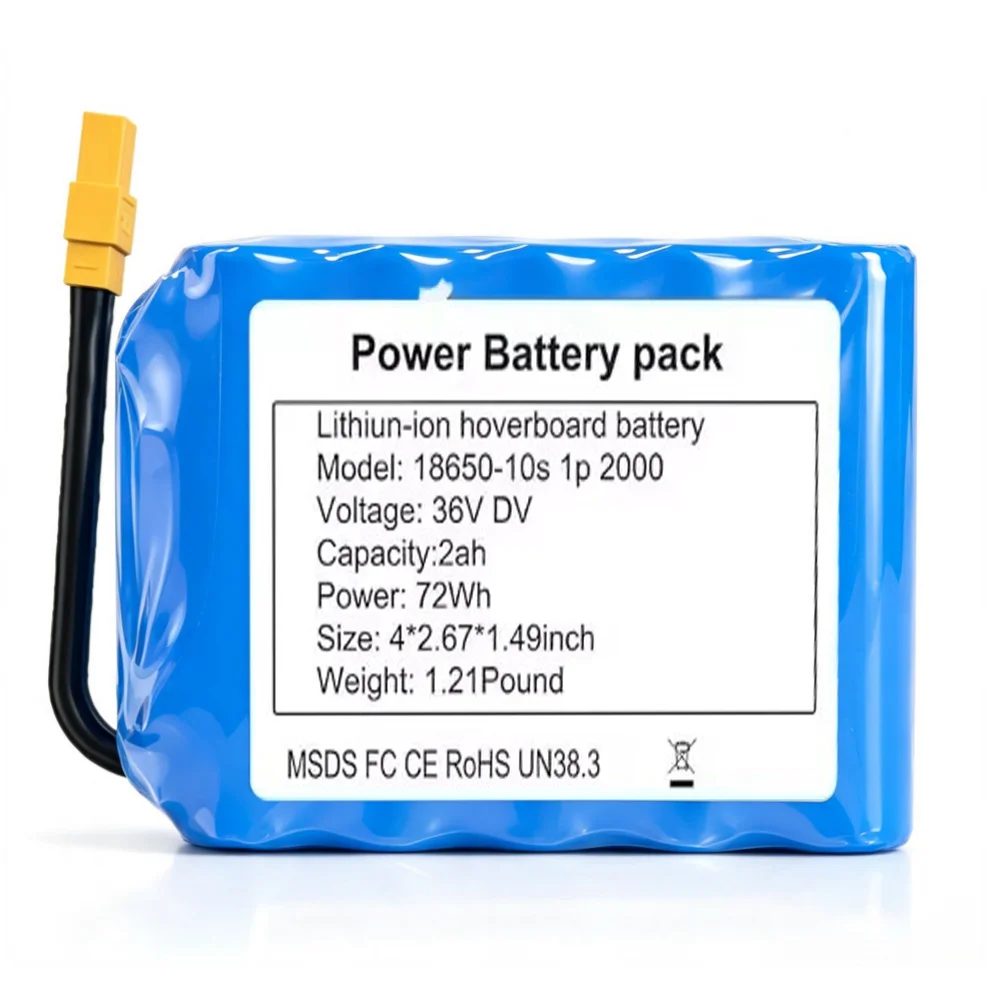 Batterie au lithium 36V 2000mAh 10S1P pour hoverboard, scooter auto-équilibrant, monocycle électrique, batterie de rechange pour mobilité électrique
