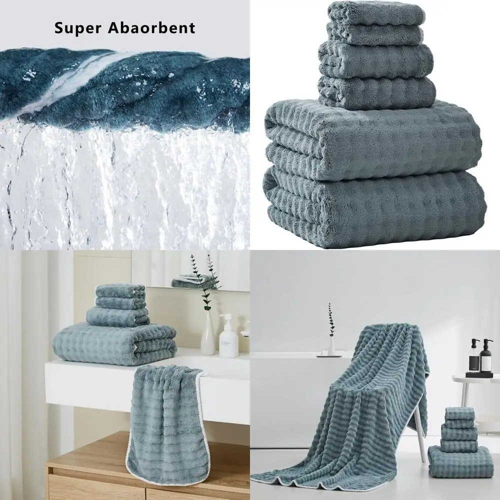 

Набор больших банных полотенец 40x80 см, 6 штук, толстые и быстросохнущие полотенца из микрофибры для взрослых, зеленые