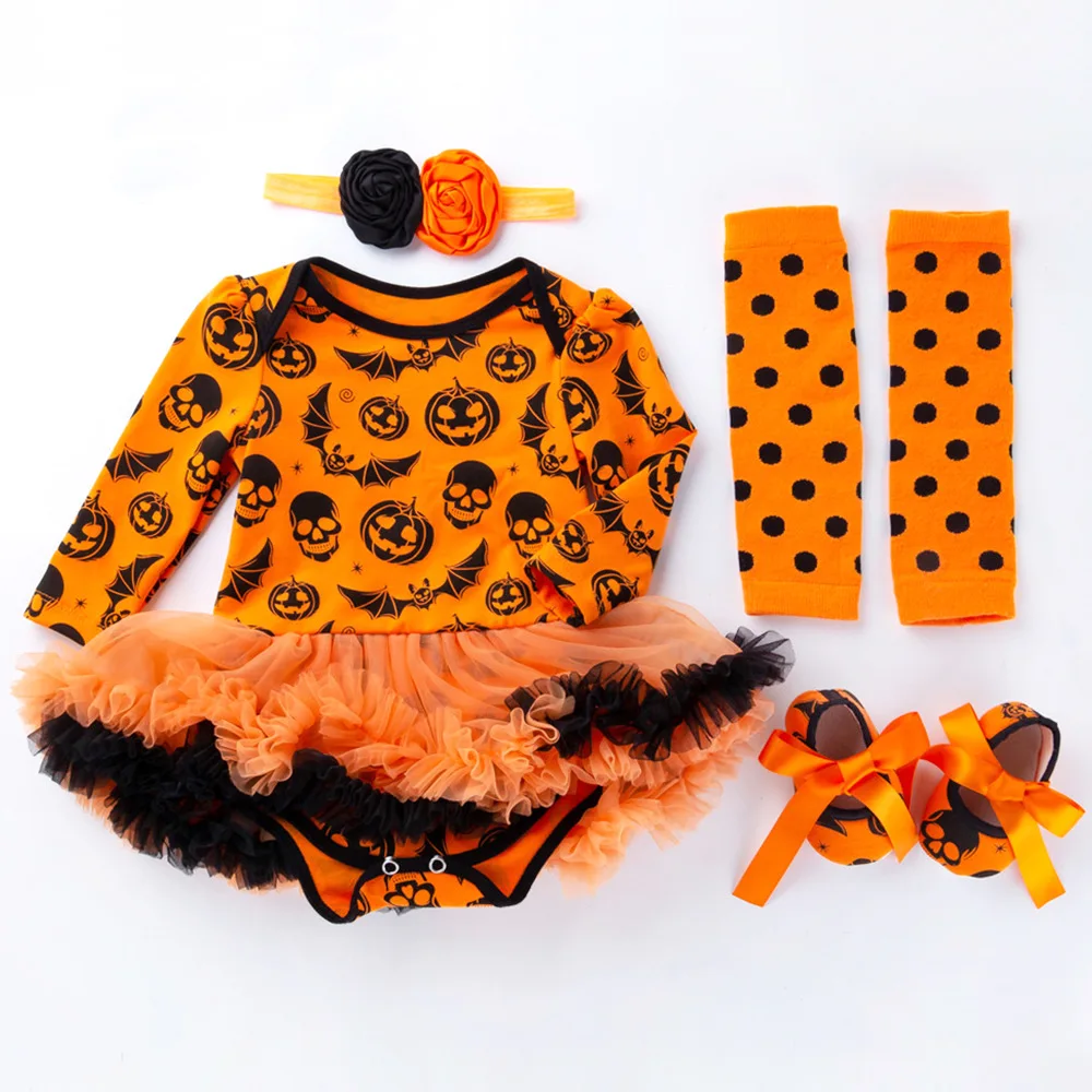 0-24M Baby girl kids costume Pumpkin clothes Newborn romper Infant tutu dress outfit Cosplay Bodysuit Toddler Halloween Clothing