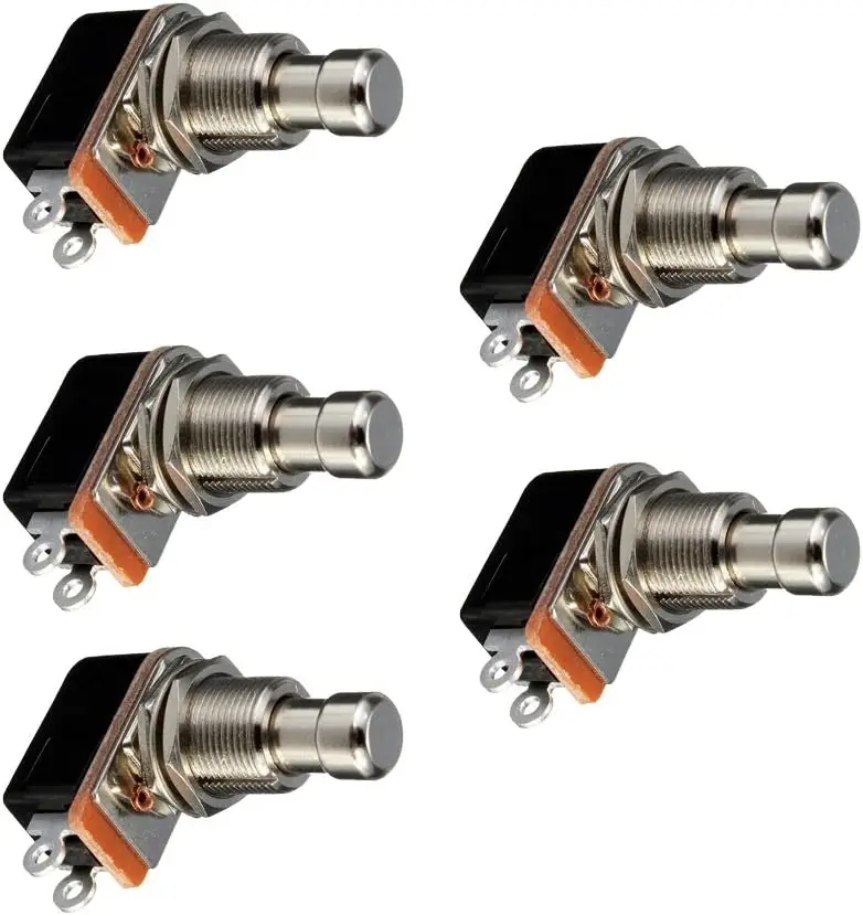 Miwayer 5/10Pcs SPST Momentary Foot Switch, 12mm Thread, 2 Pin SPST NO, Quiet Push Button for Guitar Pedal, DIY Pedal Projects