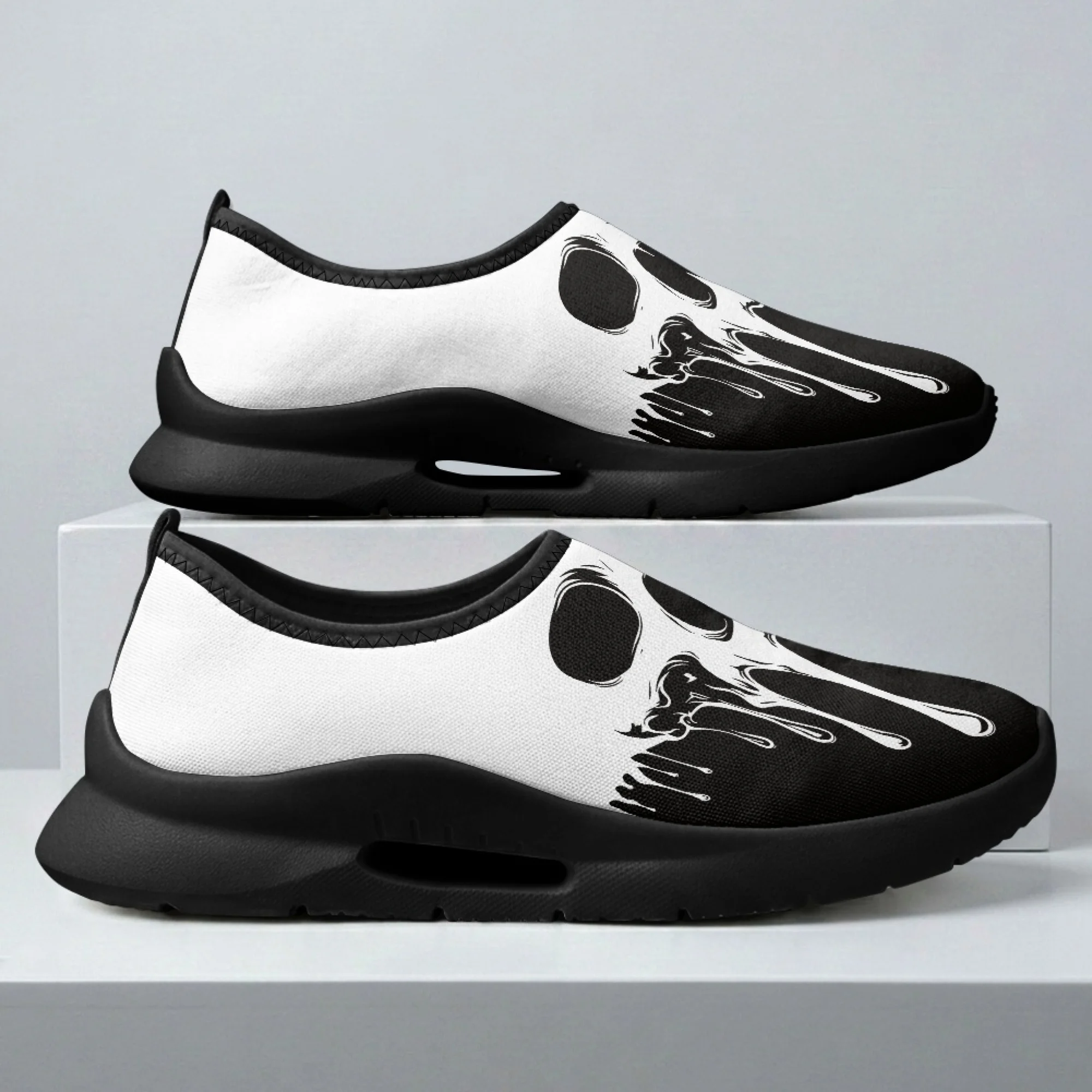 

XIXIRIMIDO Cool Skull Mens Casual Shoes Slip On Walking Sneakers Women Gym Workout Shoes Breathable Mesh Walking Shoes 35-48