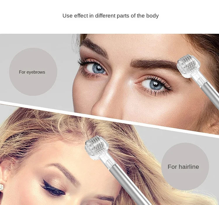 Eyebrow Hairline Care Roller Stainless Steel Handle Replaceable Head Miniature Roller