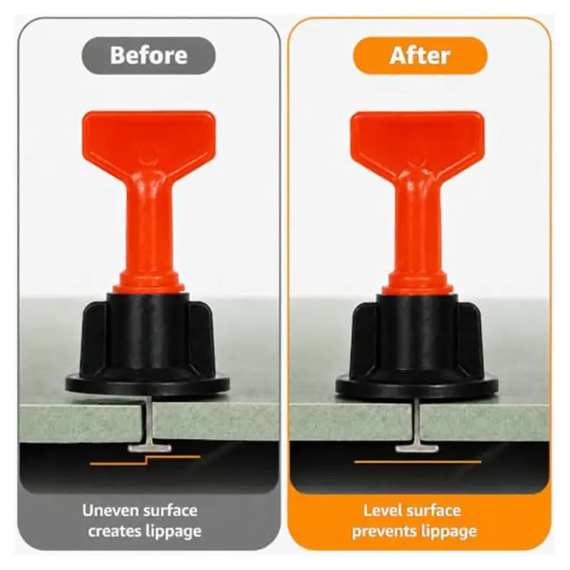AB34-1/16 Tile Leveling System With 300Clips & Spacers For Tiling Floors/Walls Spacers Reusable,3-Step Includes Clips,Wedges