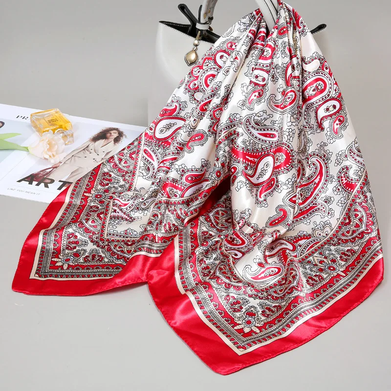 

Small Silk Scarf for Women, Large Square Scarf, Gauze Scarf for Spring, Autumn, and Winter, Paired with a Shirt, for Middle-Aged Mothers, Square 90×90 Thin Scarf