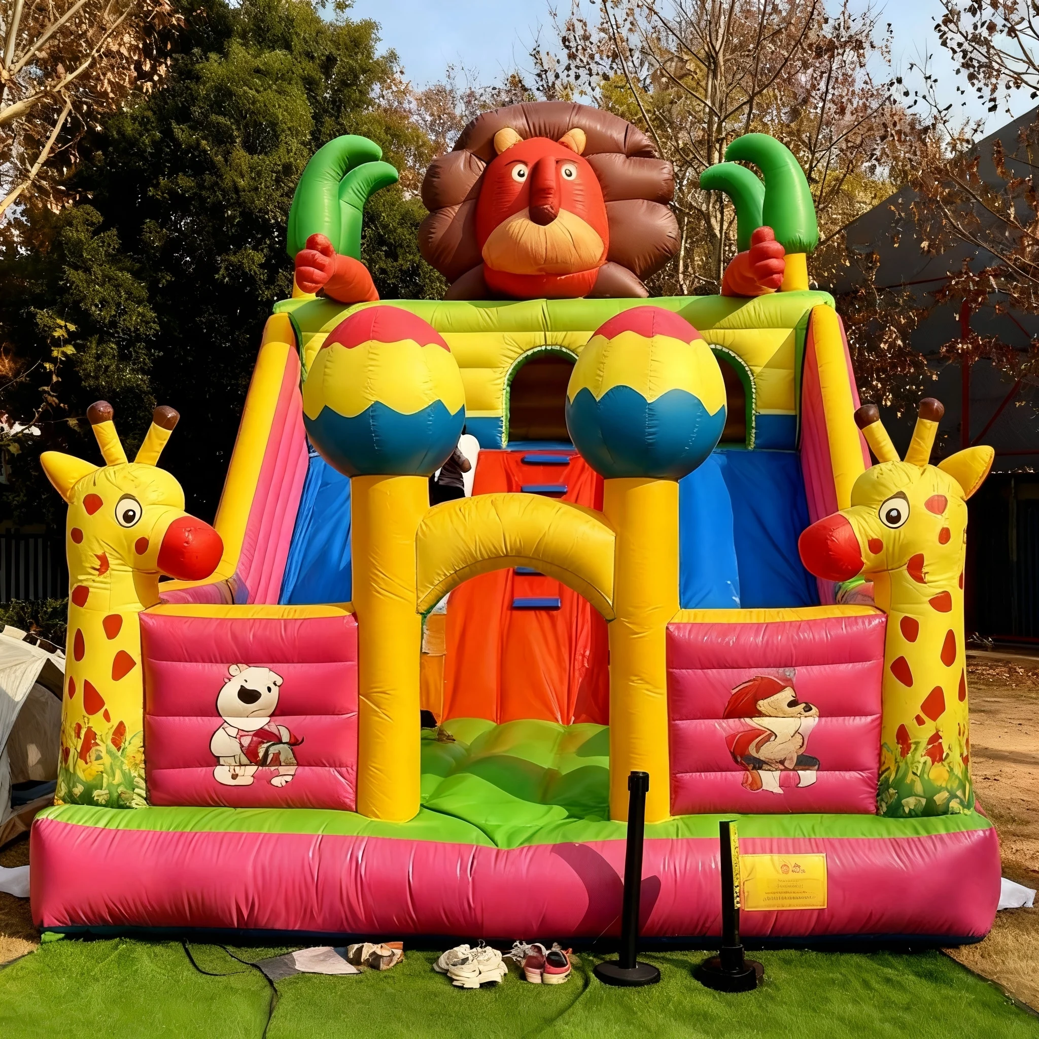 UV Protective PVC Inflatable Jumping Castle 1000kg Capacity Easy Setup 15 Passengers Bounce Fun Play Equipment