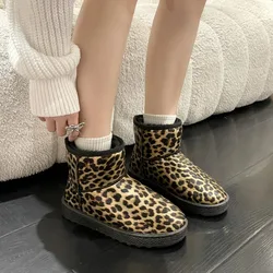 Women's Shoes 2023 High Quality Slip-on Women's Boots Fashion Leopard Print Daily Boots Women Hot Sale Round Toe Ankle Boots