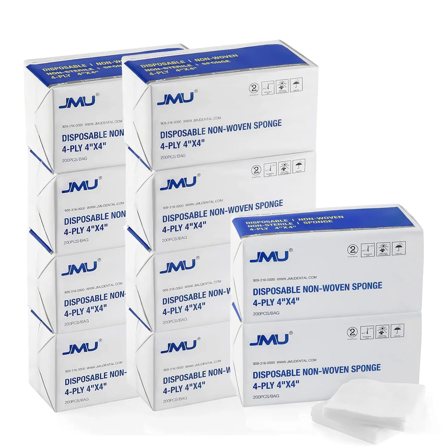 

2000 марлевых салфеток 4x4, нетканые губчатые подушечки 4-слойные, нестерильные, универсальные, для первой помощи