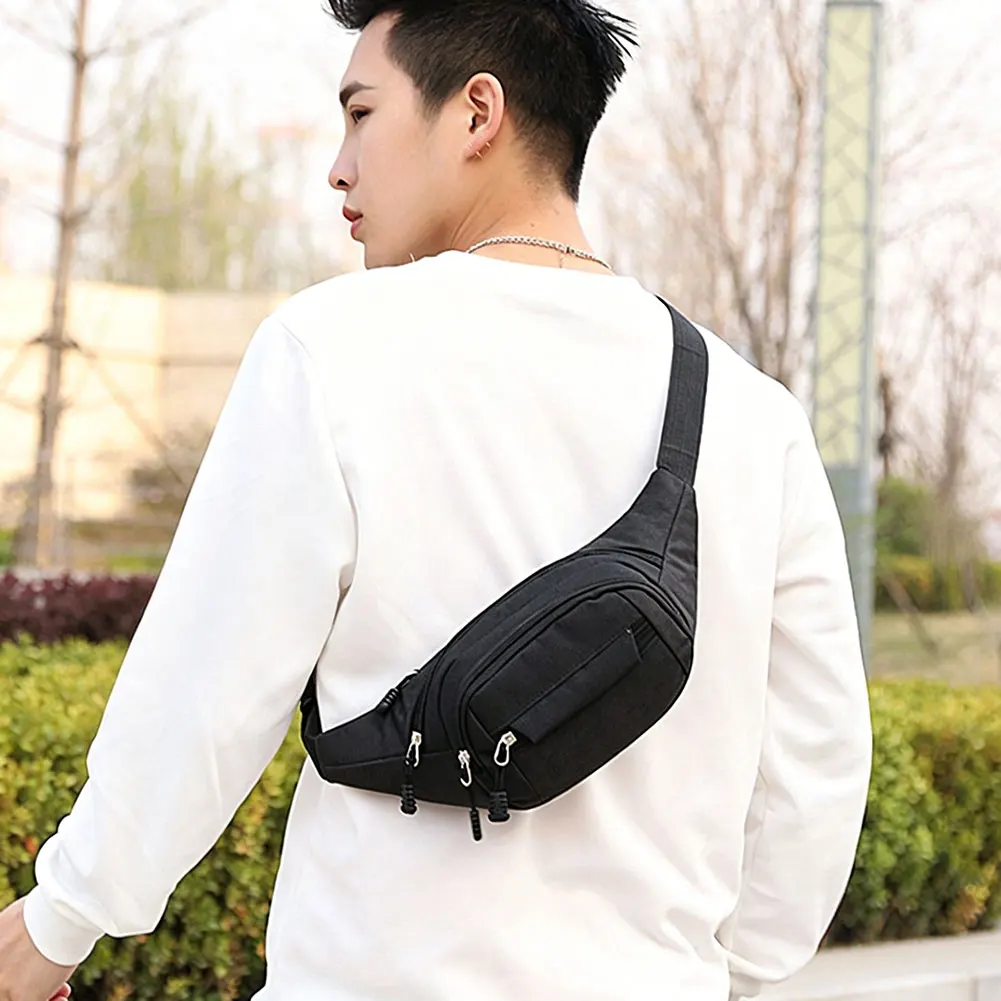 Unisex Waist Fanny Bag Men Breast Package Waterproof Outdoor Sports Bag Canvas Waist Bag Crossbody Bag Outing Accessory Pouch