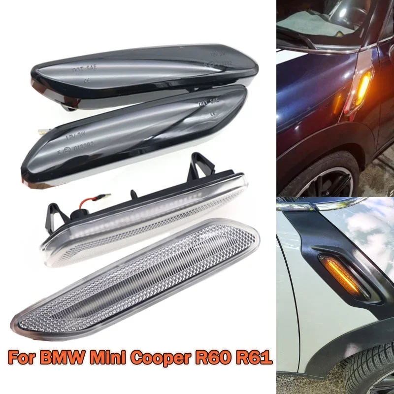 2x Side Marker Flowing Dynamic Constantly Scroll Flash Indicator LED Turn Signal Fender Lights For Mini Cooper R60 R61 2012-2017