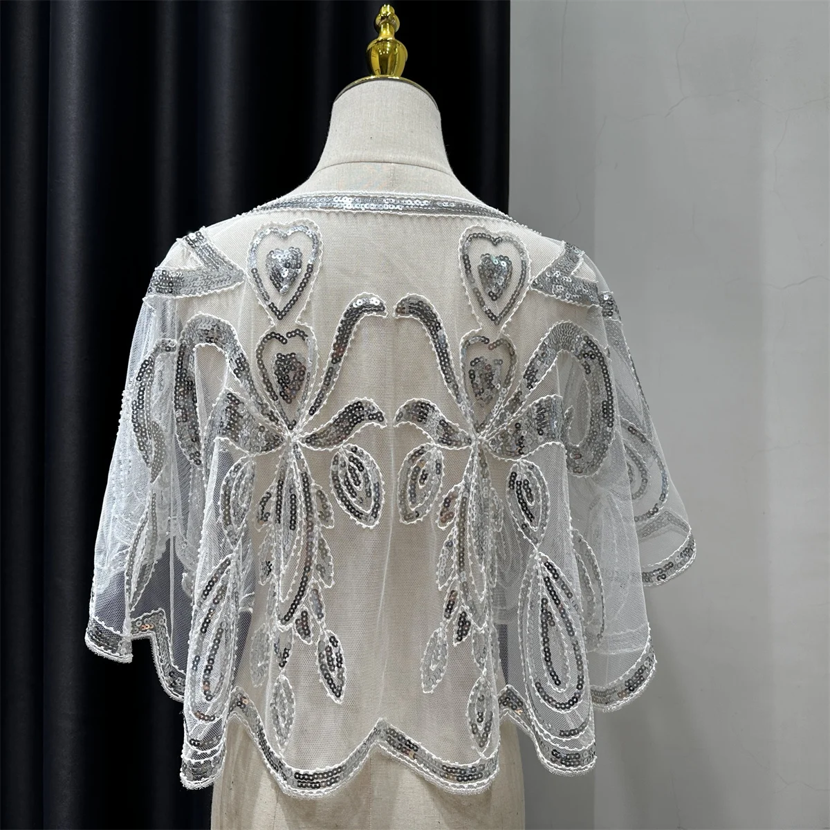 1920s Vintage Sequin Embroidered Flapper Shawl Thin Breathable Pullover Elegant Style Dress Matching Short Shawl For Women Party