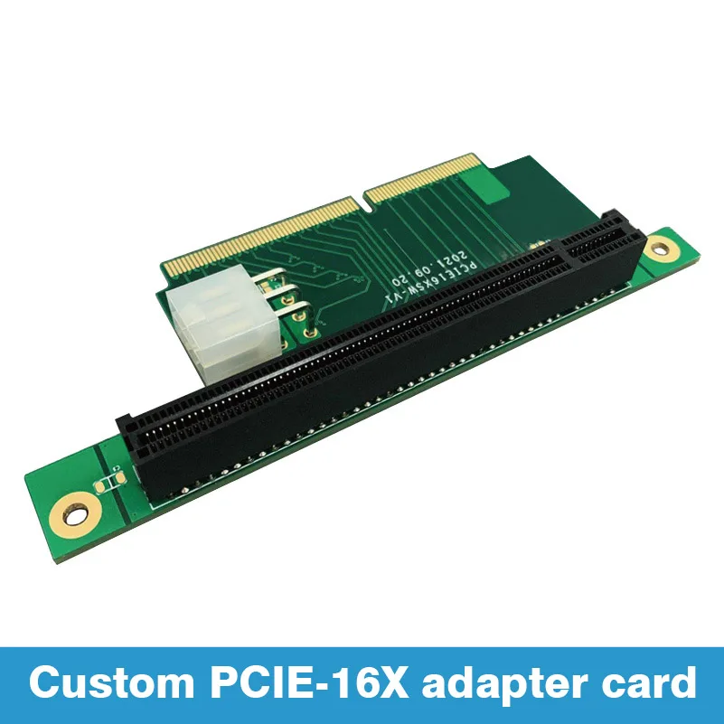 Karta adaptera konwertera PCI-e 16X 16x męski do PCI Express x16 żeński Port przedłużający prawe złącze 90 ° z 6-pinowym płytka drukowana zasilania