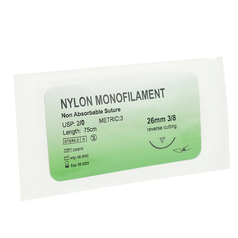 24 pezzi sutura ad ago Nylon monofilamento filo sutura pratica Kit 2/0