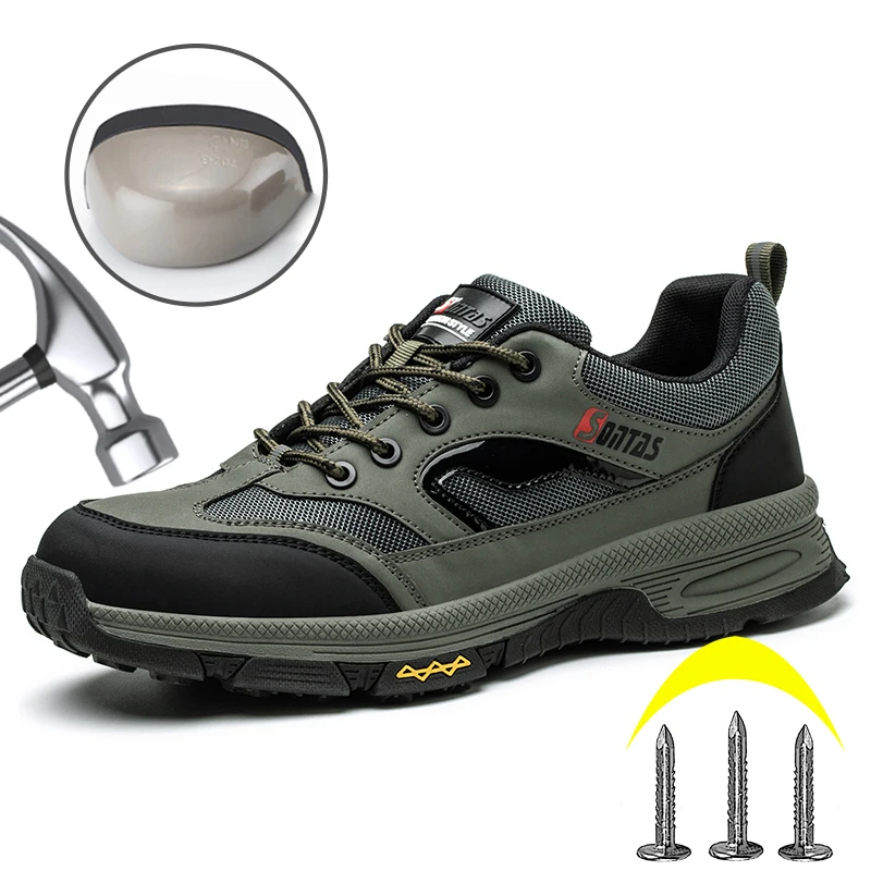 

Steel Toe Safety Shoes Anti Smash Anti Puncture Work Sneakers Sport Shoes Breathable Mens Boots Male Security Protective Shoes