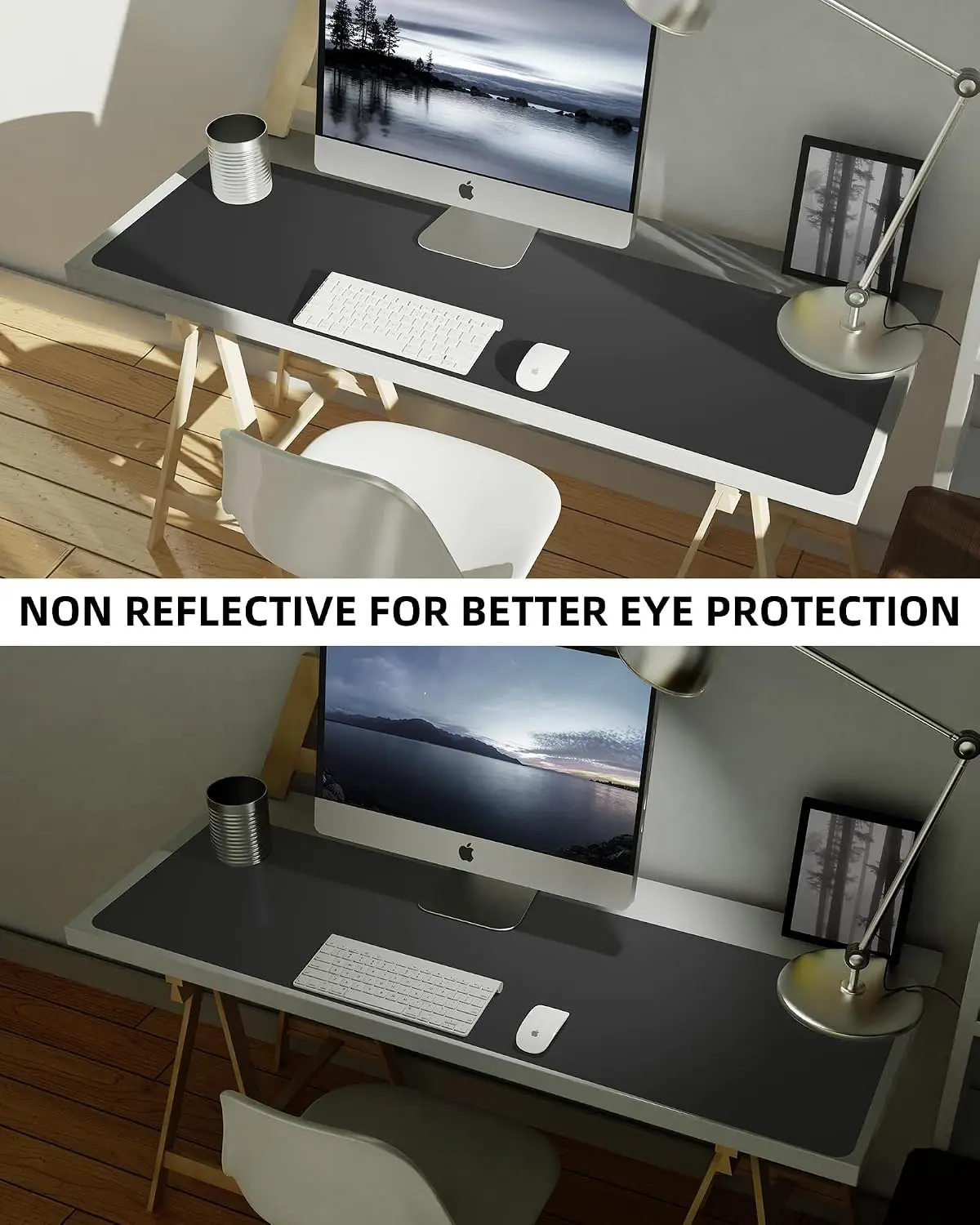Large Desk Mat 55x17 inch Leather Desk Pad Protector, Non-Slip PU Leather Desk Blotter for Office Home Decor, Waterproof Mouse view 6