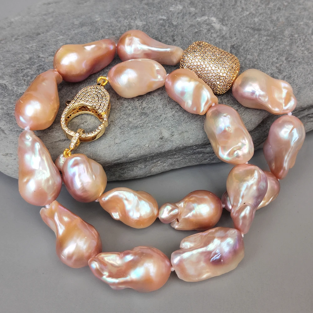 

kkgem Натуральное розовое колье-чокер с жемчугом в стиле барокко и жемчугом с массивным воротником