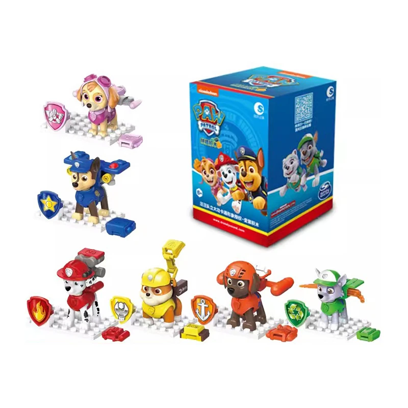 Paw Patrol Building Block Toys Deformation Backpack Series Anime Figure Chase Skye Marshall Rubble Model Toy Child Birthday Gift