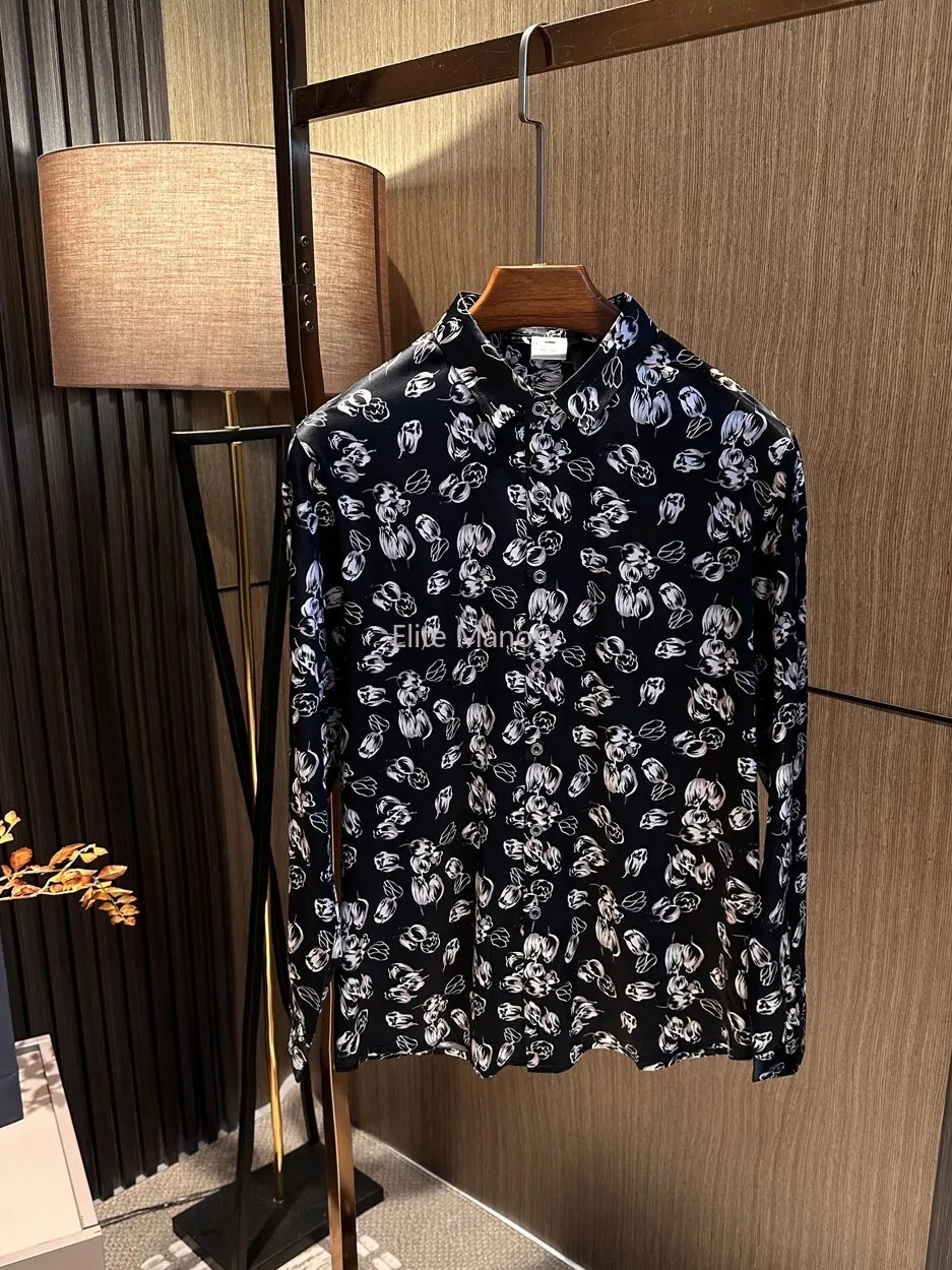 

Falling leaves! High-end mulberry silk! Spring new silk full of floral long-sleeved shirts