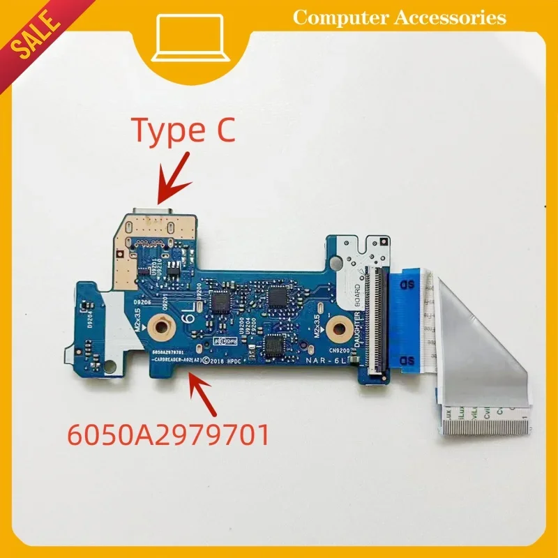 For HP 14s-cr 14-dk 14-ck 14-cf portable USB 3.1 Type C Power Card Reader L24483-001 6050a2979701 product 100% test normal