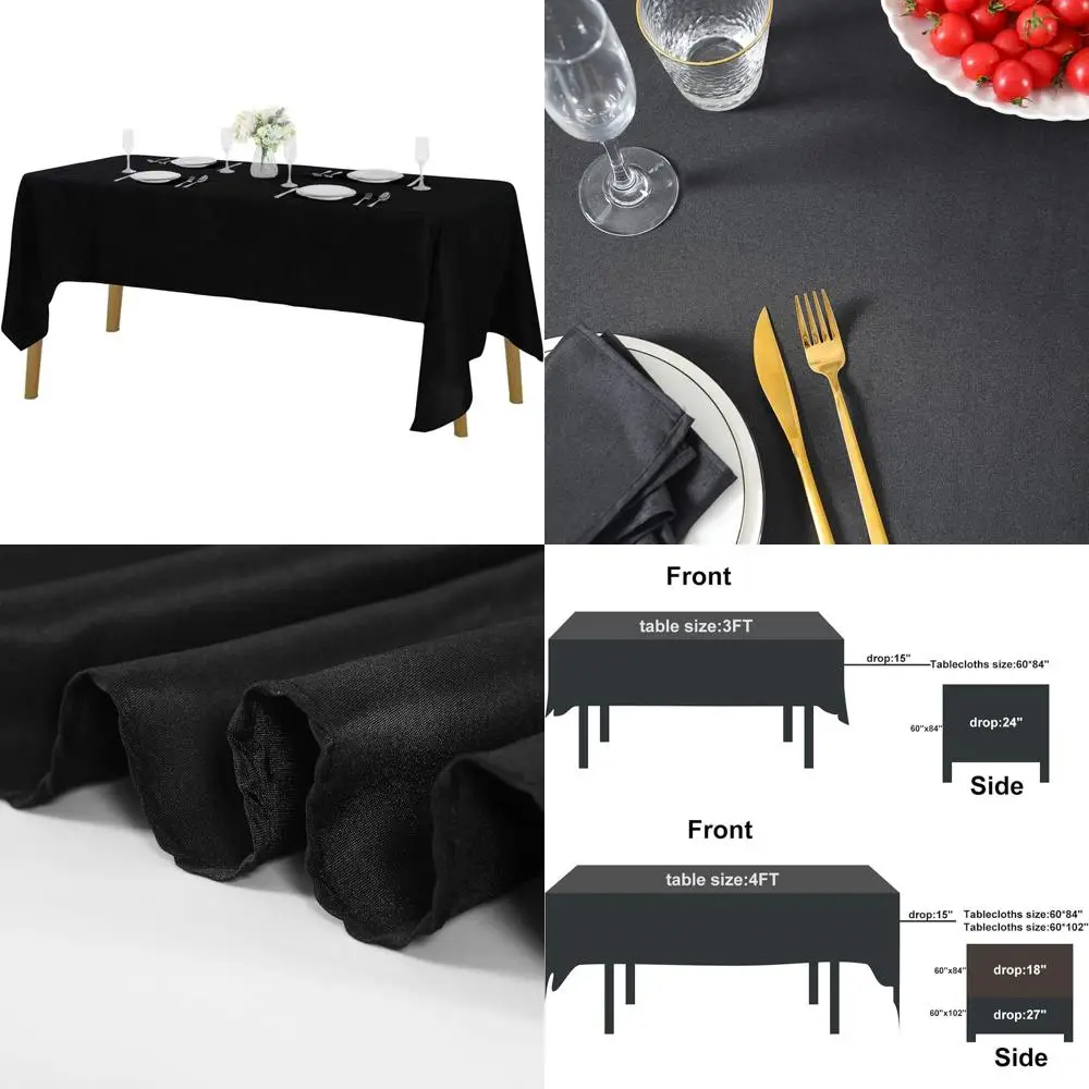 

Набор из 6 скатертей из моющегося полиэстера, 60x102 дюйма, черные, для свадеб и банкетов