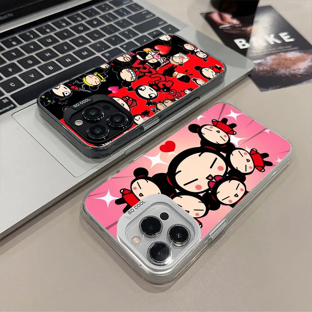 Cartoon P-Pucca Phone Case for iPhone 16 15 14 13 12 11 X XR XS 8 7 Pro Max Plus Colored Translucent Cellphones Smartphone Cover