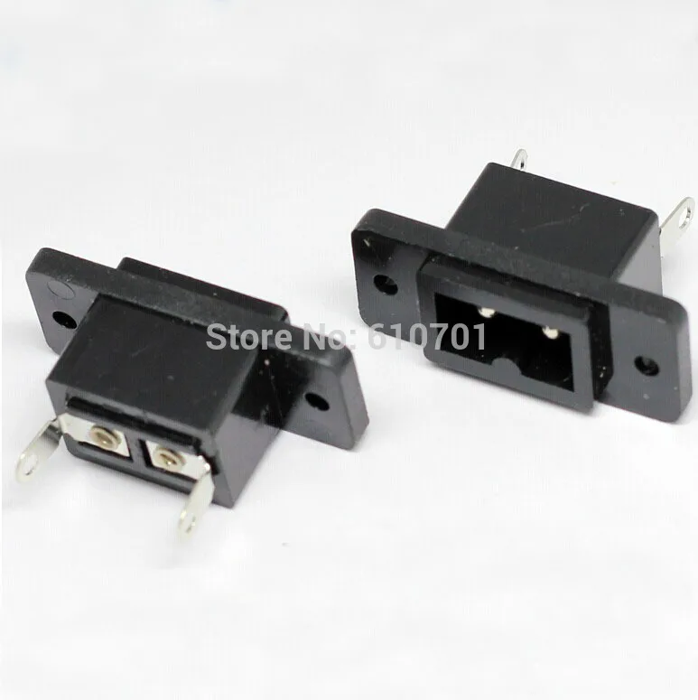 10pcs/lot AC007 2 Terminals Black C12 Male Plug Power Inlet Socket 250V 2.5A